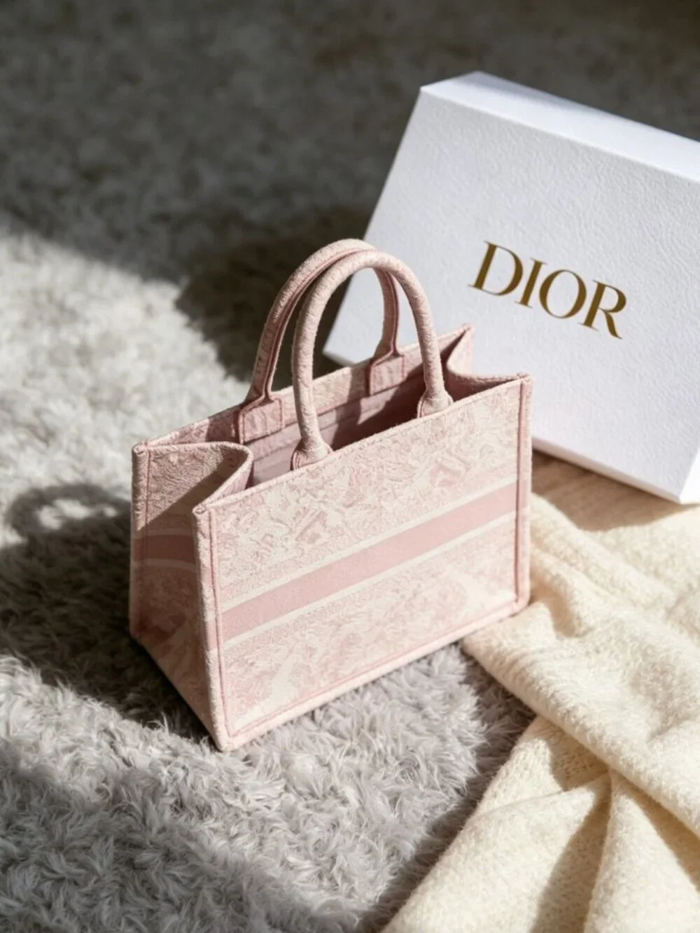 Large Dior Book Tote Bag Pink